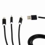 CABLU alimentare si date GEMBIRD, USB 2.0(T) la Lightning(T)+Micro-USB 2.0(T)+USB 2.0 Type-C(T),1m,impletit,incarcare simultana a 3 tipuri de telef,negru, 