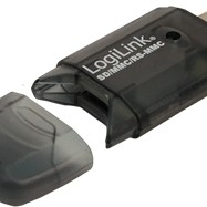 CARD READER extern LOGILINK, interfata USB 2.0, citeste/scrie: SD, MMC, RS-MMC; plastic, negru-transparent 