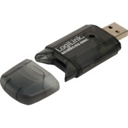 CARD READER extern LOGILINK, interfata USB 2.0, citeste/scrie: SD, MMC, RS-MMC; plastic, negru-transparent 