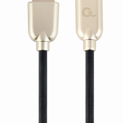 CABLU alimentare si date GEMBIRD, pt. smartphone, USB 2.0 (T) la Lightning (T), 2m, premium, cablu din cauciuc, negru, conectori argintii, 
