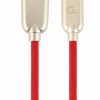 CABLU alimentare si date GEMBIRD, pt. smartphone, USB 2.0 (T) la Lightning (T), 2m, premium, cablu din cauciuc, rosu, conectori argintii, 