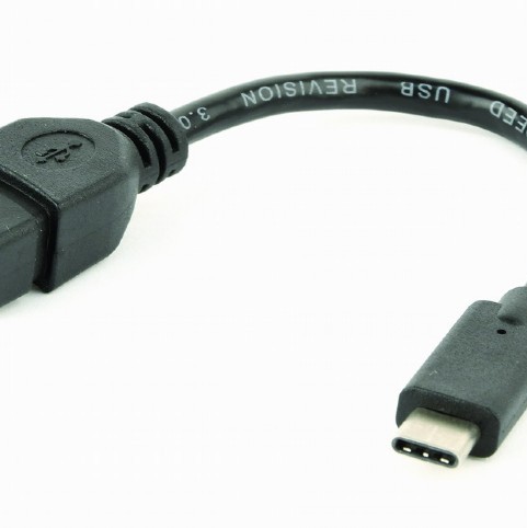 CABLU adaptor OTG GEMBIRD, pt. smartphone, USB 3.0 Type-C (T) la USB 3.0 (M), 20cm, asigura conectarea telef. la o tastatura, mouse, HUB, stick, etc., negru, 