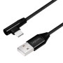 CABLU alimentare si date LOGILINK, pt. smartphone, USB 2.0 (T) la USB 2.0 Type-C (T) la 90 grade, 0.3m, premium, cablu cu impletire din bumbac, negru, 