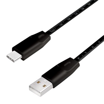 CABLU alimentare si date LOGILINK, pt. smartphone, USB 2.0 (T) la USB 2.0 Type-C (T), 1m, premium, cablu cu marcaj metric, negru, 