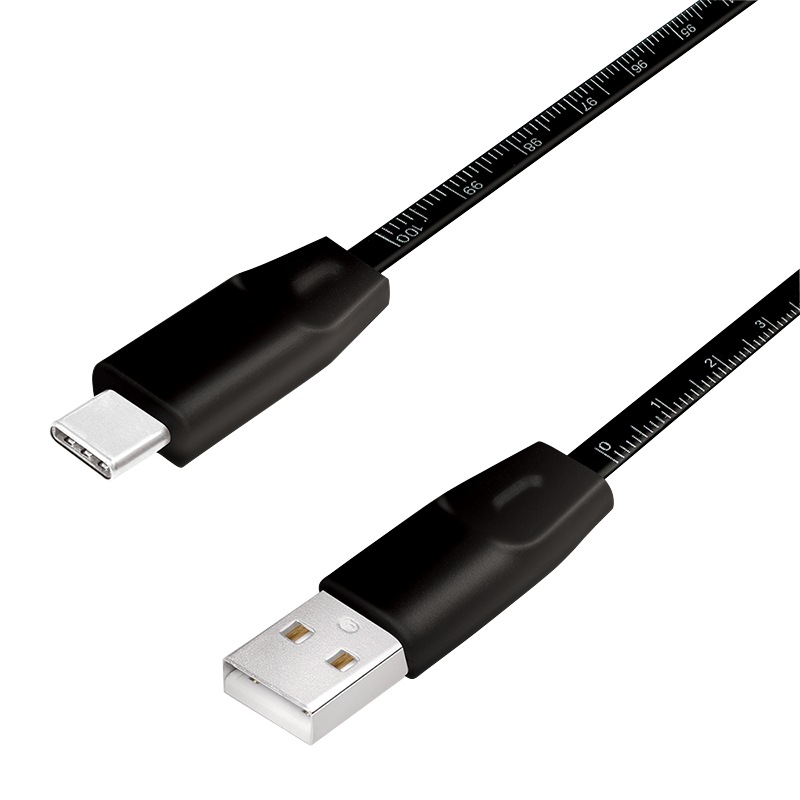 CABLU alimentare si date LOGILINK, pt. smartphone, USB 2.0 (T) la USB 2.0 Type-C (T), 1m, premium, cablu cu marcaj metric, negru, 