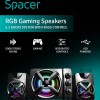 BOXE SPACER Gaming 2.1, RMS: 11W (2 x 3W + 5W), control volum, bass si inalte, subwoofer lemn MDF, 3 x LED, USB power, black, 