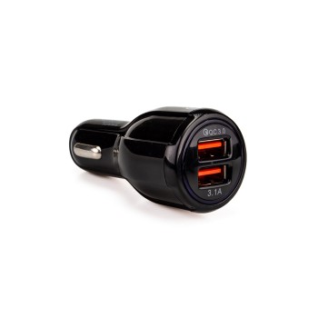 ALIMENTATOR auto SPACER 33W total max, 2 x USB (1 x USB QC 3.0 18W & 1 x USB 15W), pt. bricheta auto, black, #SP-QC-30