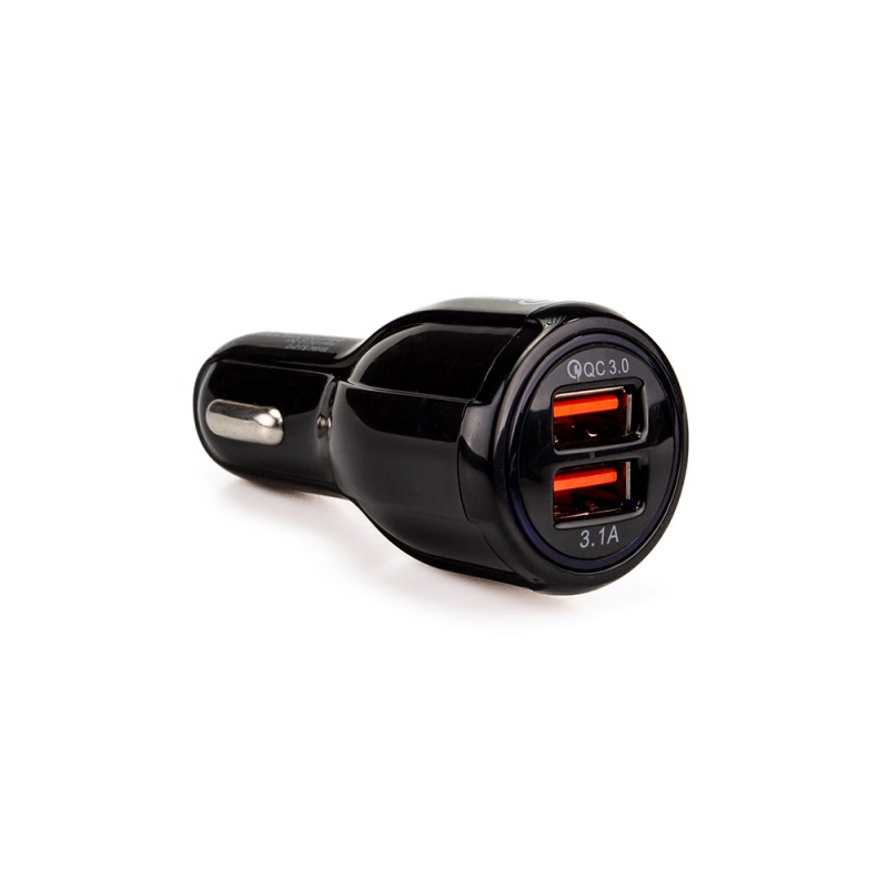 ALIMENTATOR auto SPACER 33W total max, 2 x USB (1 x USB QC 3.0 18W & 1 x USB 15W), pt. bricheta auto, black, #SP-QC-30