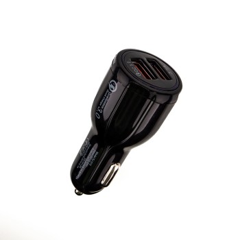 ALIMENTATOR auto SPACER 33W total max, 2 x USB (1 x USB QC 3.0 18W & 1 x USB 15W), pt. bricheta auto, black, #SP-QC-30