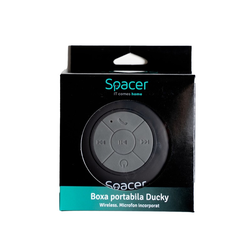 BOXA SPACER portabila bluetooth, DUCKY-BK, RMS:  3W, control volum, acumulator 300mAh, microfon incorporat, timp de funct. pana la 4 ore, distanta max. 10m, incarcare USB, BLACK, 