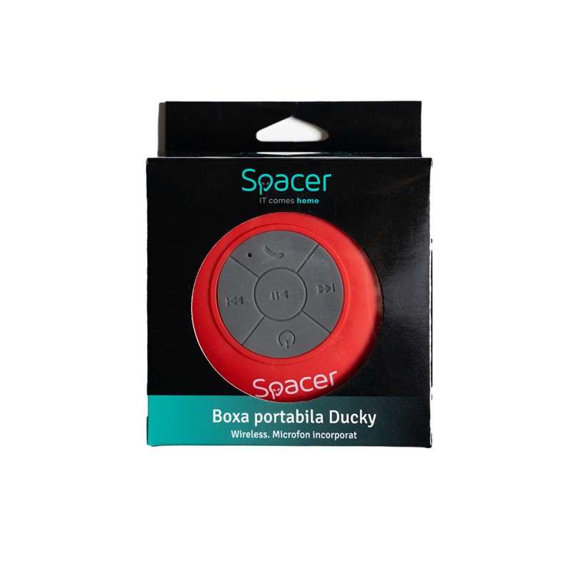 BOXA SPACER portabila bluetooth, DUCKY-RED, RMS:  3W, control volum, acumulator 300mAh, microfon incorporat, timp de funct. pana la 4 ore, distanta max. 10m, incarcare USB, ROSU, 