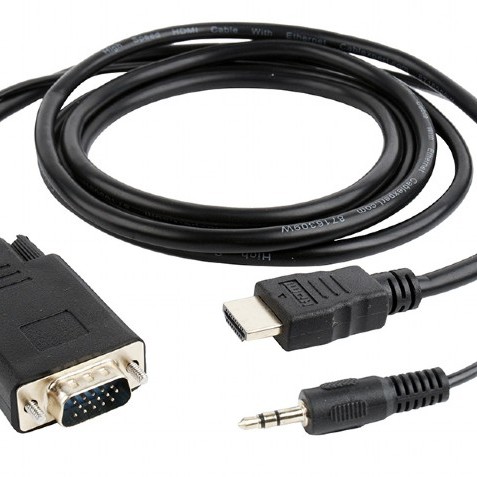 CABLU video GEMBIRD, splitter HDMI (T) la VGA (T)+ Jack 3.5mm (T), 3m,rez max FHD la 60Hz, converteste semnal digital HDMI in analog VGA+ 3.5 mm jack,negru, 