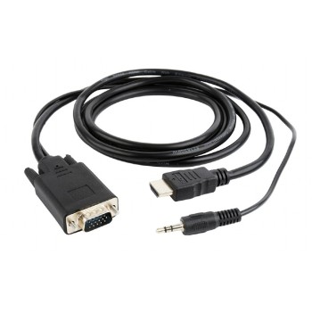 CABLU video GEMBIRD,splitter HDMI(T) la VGA(T)+Jack 3.5mm(T),1.8m,1920x1080 la 60Hz,converteste semnal digital HDMI in analog VGA+audio 3.5 mm jack,negru, 