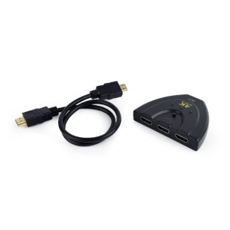CABLU video GEMBIRD, switch 3 x HDMI (M) la HDMI (T), 0.5m, rezolutie maxima4K UHD (3840 X 2160) la 60 Hz, conecteaza 3 dispozitive