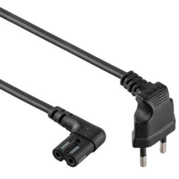 CABLU alimentare GEMBIRD casetofon, 1m, intrare Euro plug in unghi 90 grade, iesire C7 in unghi 90 grade, 10A, bulk, black, 