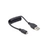 CABLU alimentare si date GEMBIRD, pt. smartphone, USB 2.0 (T) la Micro-USB 2.0 (T), 0.6m, spiralat, conectori auriti, negru, 