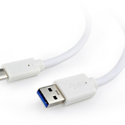 CABLU alimentare si date GEMBIRD, pt. smartphone, USB 3.0 (T) la USB 3.1 Type-C (T), 36W, 0.1m, alb, 