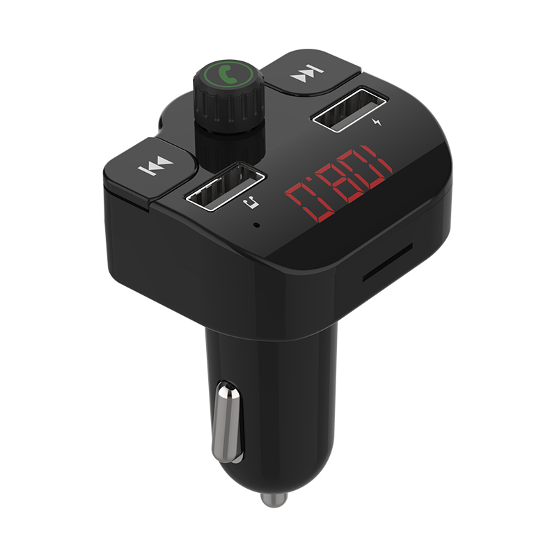 MODULATOR AUTO FM SPACER, Bluetooth 5.0, 2xUSB max. 5V/3.1A, 12V-24V, max. 10-15m, mic max. 0-1m, format MP3/WMA, 206 canale 87.5-108Mhz, USB disk, microSD,  answer/hang up/redial, protectie circuit, black, 