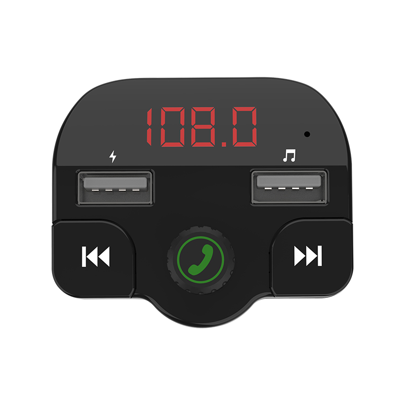 MODULATOR AUTO FM SPACER, Bluetooth 5.0, 2xUSB max. 5V/3.1A, 12V-24V, max. 10-15m, mic max. 0-1m, format MP3/WMA, 206 canale 87.5-108Mhz, USB disk, microSD,  answer/hang up/redial, protectie circuit, black, 