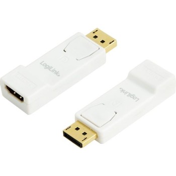 ADAPTOR video LOGILINK, DisplayPort (T) la HDMI (M), conectori auriti, rezolutie maxima Full HD (1920 x 1080) la 30 Hz, alb, 