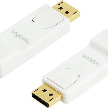 ADAPTOR video LOGILINK, DisplayPort (T) la HDMI (M), conectori auriti, rezolutie maxima Full HD (1920 x 1080) la 30 Hz, alb, 