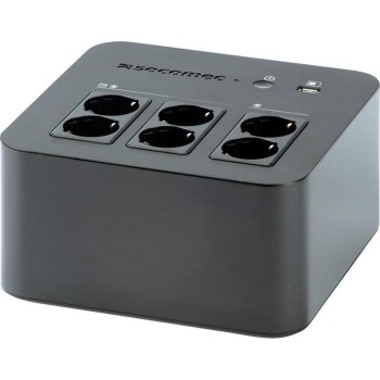 UPS SOCOMEC Line Int. mgmt,brick,600VA/ 360W,AVR,6xsocket Shucko,indicatie LED,1x12V/7A,Backup 15 min,incarcare 8h,conector USB,USB charger,