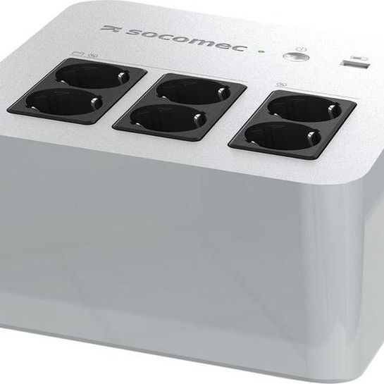 UPS SOCOMEC Line Int. mgmt,brick,800VA/ 480W,AVR,6xsocket Shucko,indicatie LED,1x12V/9A,Backup 20 min,incarcare 8h,conector USB,USB charger,