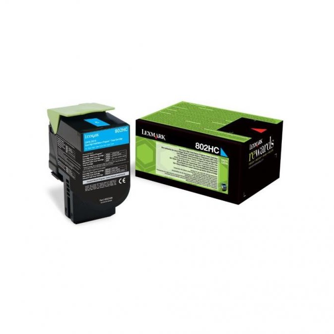 Toner Original Lexmark Cyan, 80C2HCE, pentru CX410|CX510, 3K, (timbru verde 1.2 lei) , 