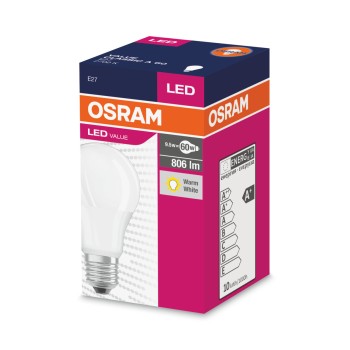 BEC LED Osram, soclu E27, putere 8.5W, forma clasic, lumina alb calda, alimentare 220 - 240 V, 