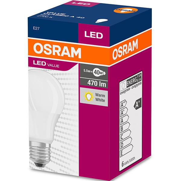 BEC LED Osram, soclu E27, putere 10W, forma clasic, lumina alb calda, alimentare 220 - 240 V, 