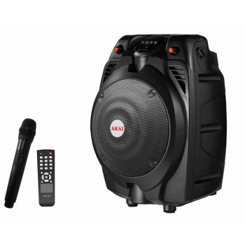 BOXE portabile AKAI, troller 1.0, RMS 30 W, microfon wireless, Bluetooth, cu fir,telecomanda wireless, conector Bluetooth, alimentare 220V, Jack 3.5mm, USB, negru, 