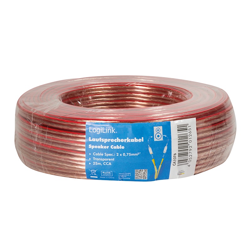 ROLA cablu audio LOGILINK, conductor din CCA, 2*0.75mm2, 25m, transparent 
