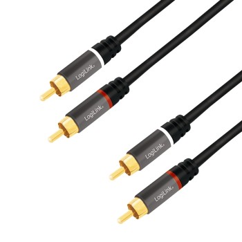 CABLU audio LOGILINK stereo (RCA T/T), 1.5m, conectori auriti, negru 