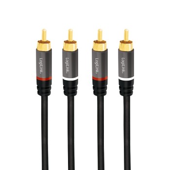 CABLU audio LOGILINK stereo (RCA T/T), 2m, conectori auriti, negru 