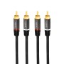 CABLU audio LOGILINK stereo (RCA T/T), 2m, conectori auriti, negru 