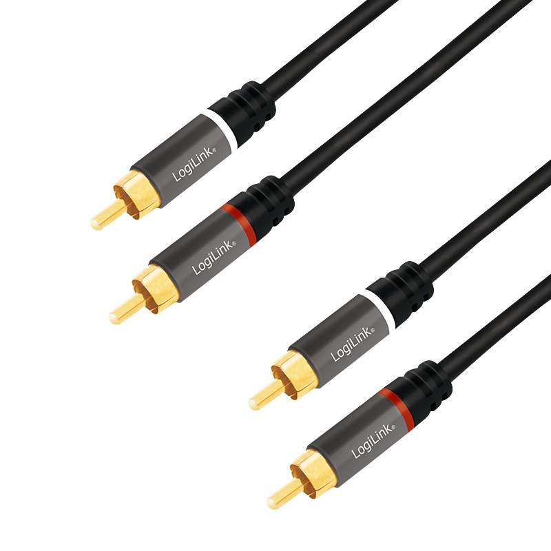 CABLU audio LOGILINK stereo (RCA T/T), 7.5m, conectori auriti, negru 