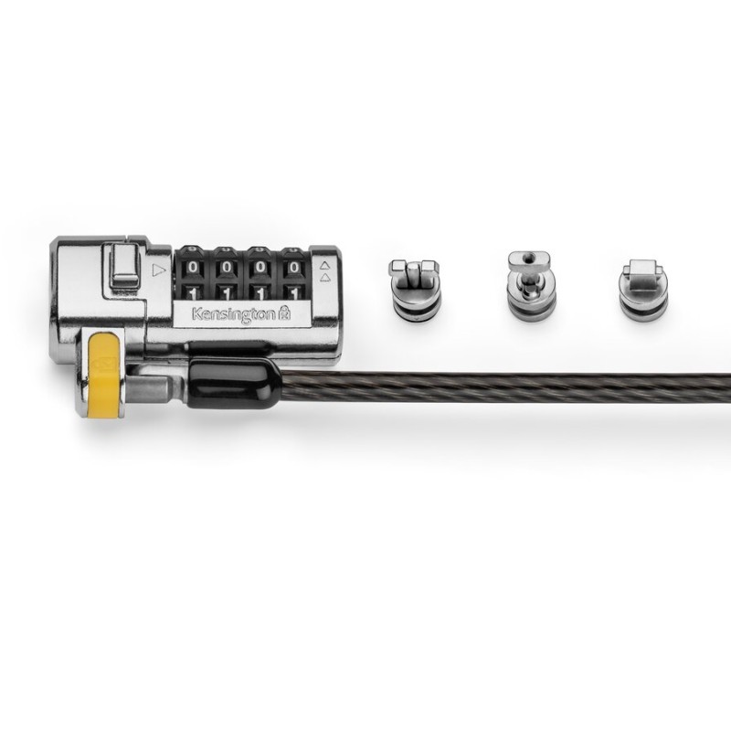 CABLU securitate KENSINGTON pt. notebook 3-in-1 slot standard/Nano/Wedge,cifru cu 4 discuri,one-click,1.8m,cablu otel carbon,permite pivotare si rot,