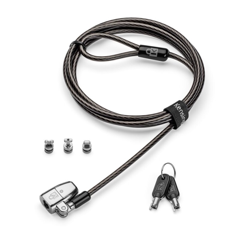 CABLU securitate KENSINGTON pt. notebook 3-in-1 slot standard/Nano/Wedge,cheie standard,one-click,1.8m,cab otel carbon,permite pivotare/rotire, 