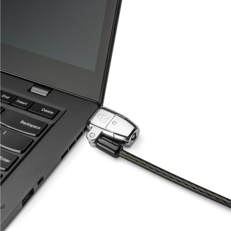 CABLU securitate KENSINGTON pt. notebook 3-in-1 slot standard/Nano/Wedge,cheie standard,one-click,1.8m,cab otel carbon,permite pivotare/rotire, 