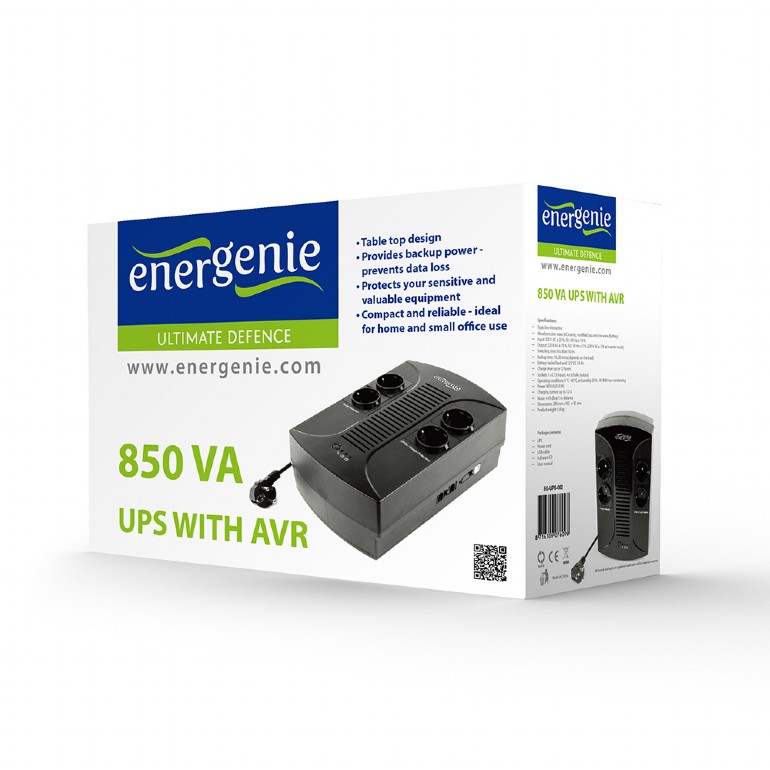 UPS GEMBIRD Line Int. cu sin. simulata, fara management, Brics, LED,  850VA/510W, AVR, 4x Schuko, baterie 1x 12V/7Ah, incarcare pana la 8h, montare perete, 