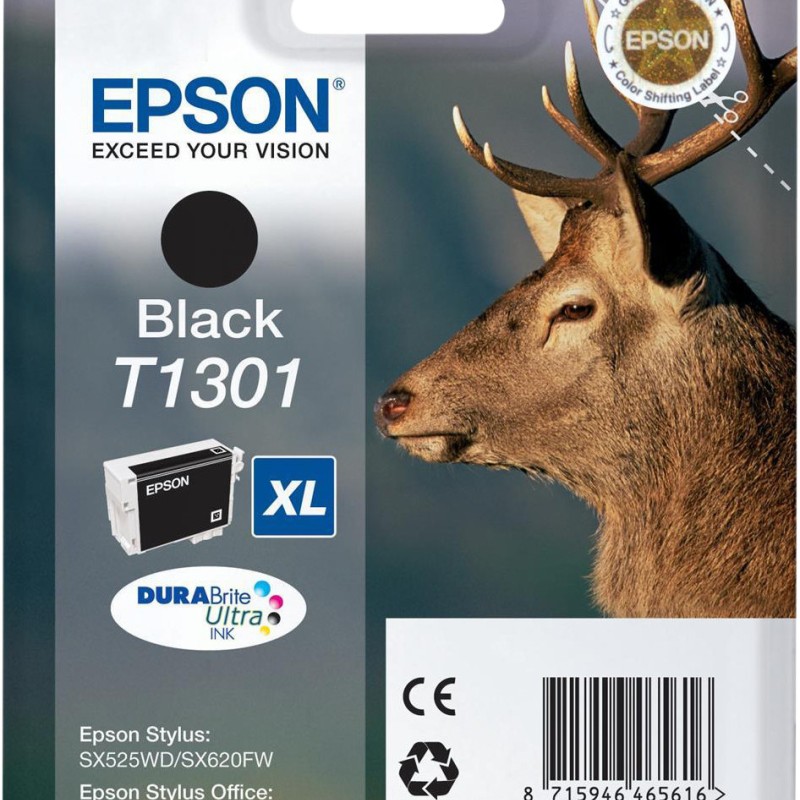 Cartus Cerneala Original Epson Black, C13T13014010, pentru STYLUS SX525, , (timbru verde 0.15 lei),  