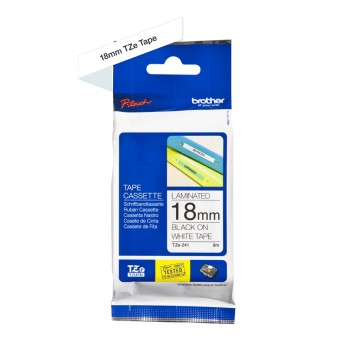 Banda Laminata Original Brother Black on White, TZE241, pentru P-Touch D400|D450|D600VP|E300VP|E550WVP|H500|P700|P750W, 18mm x 8m, incl.TV 0 RON, 