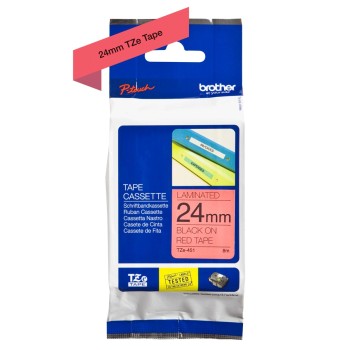 Banda Laminata Original Brother Black on Red, TZE451, pentru P-Touch D600VP|E550WVP|P700|P750W, 24mm x 8m, incl.TV 0 RON, 