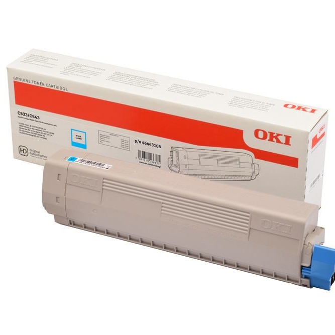 Toner Original OKI Cyan, 46443103, pentru C833|C843, 1K,