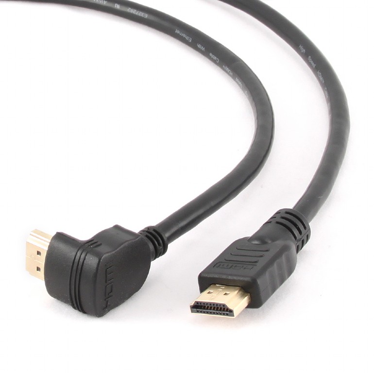 CABLU video GEMBIRD, HDMI (T) la HDMI (T), 3m, conectori auriti, rezolutie maxima 4K (3840 x 2160) la 60 Hz, 90 grade, negru, 