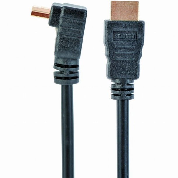 CABLU video GEMBIRD, HDMI (T) la HDMI (T), 1.8m, conectori auriti, rezolutie maxima 4K (3840 x 2160) la 60 Hz, 90 grade, negru, 