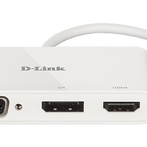 SPLITTER video D-Link universal, conectare PC USB Type C, Thunderbolt 3, nu, porturi video VGA x 1, Display Port x 1, HDMI x 1, fara port retea, NB nu, alb, 