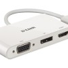 SPLITTER video D-Link universal, conectare PC USB Type C, Thunderbolt 3, nu, porturi video VGA x 1, Display Port x 1, HDMI x 1, fara port retea, NB nu, alb, 