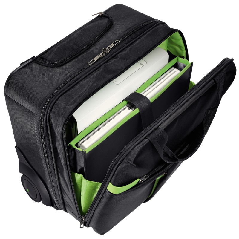 TROLLER LEITZ, pt. notebook de max. 15.6 inch, 2 compartimente, buzunar frontal | buzunar lateral, waterproof, poliester, negru, 