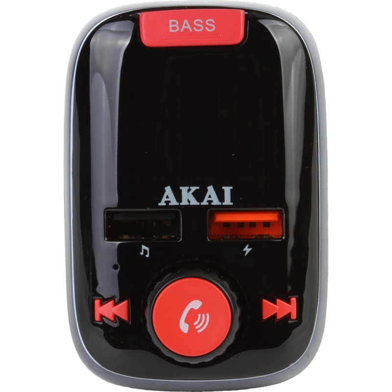 MODULATOR FM AKAI, Bluetooth 5.0, quick charge QC3.0, format MP3 | WMA, USB x 2, SD, montare la priza auto, 